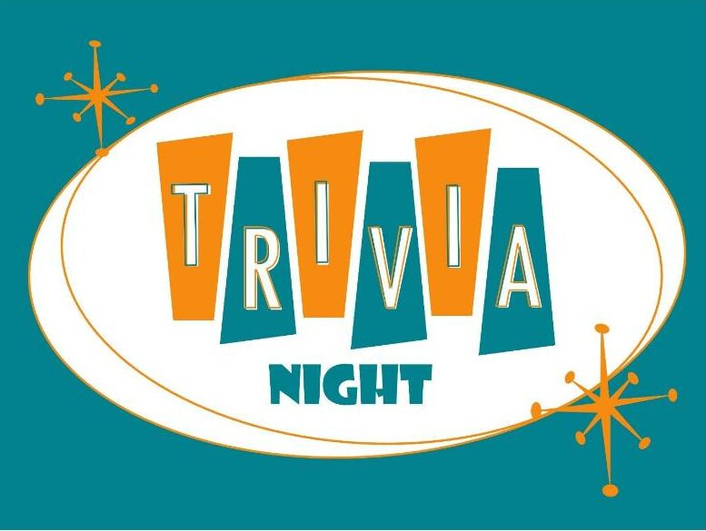 Orange and teal "Trivia Night" logo for the IIBEC Portland Chapter.